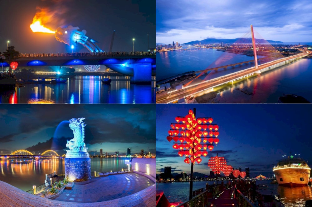 Dragon Bridge, Tran Thi Ly Bridge, The Statue of Carp Turning into a Dragon and Love Bridge